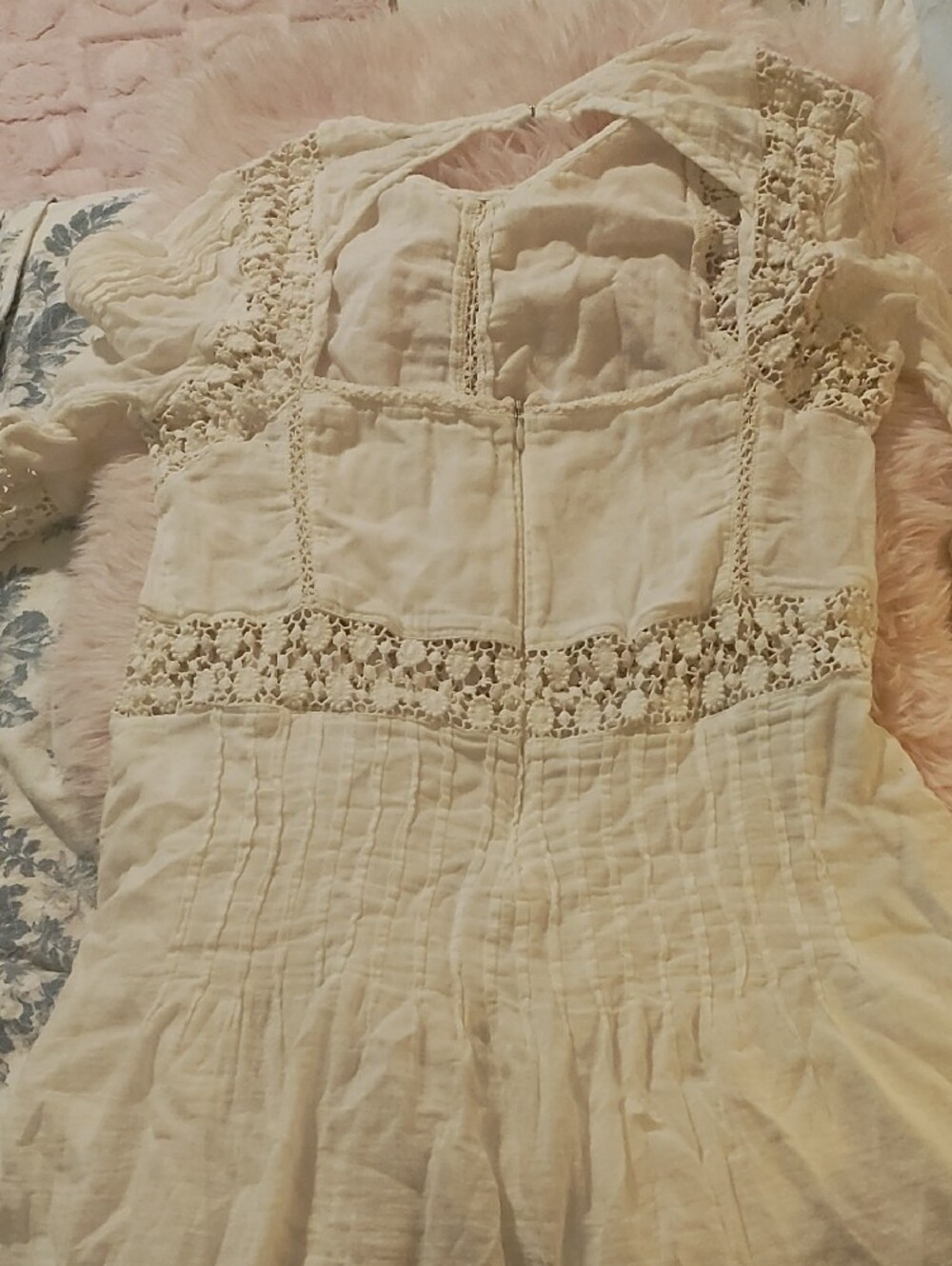 RAGA Cream Cotton Dress with Crochet Lace Trim - Picture 5 of 7